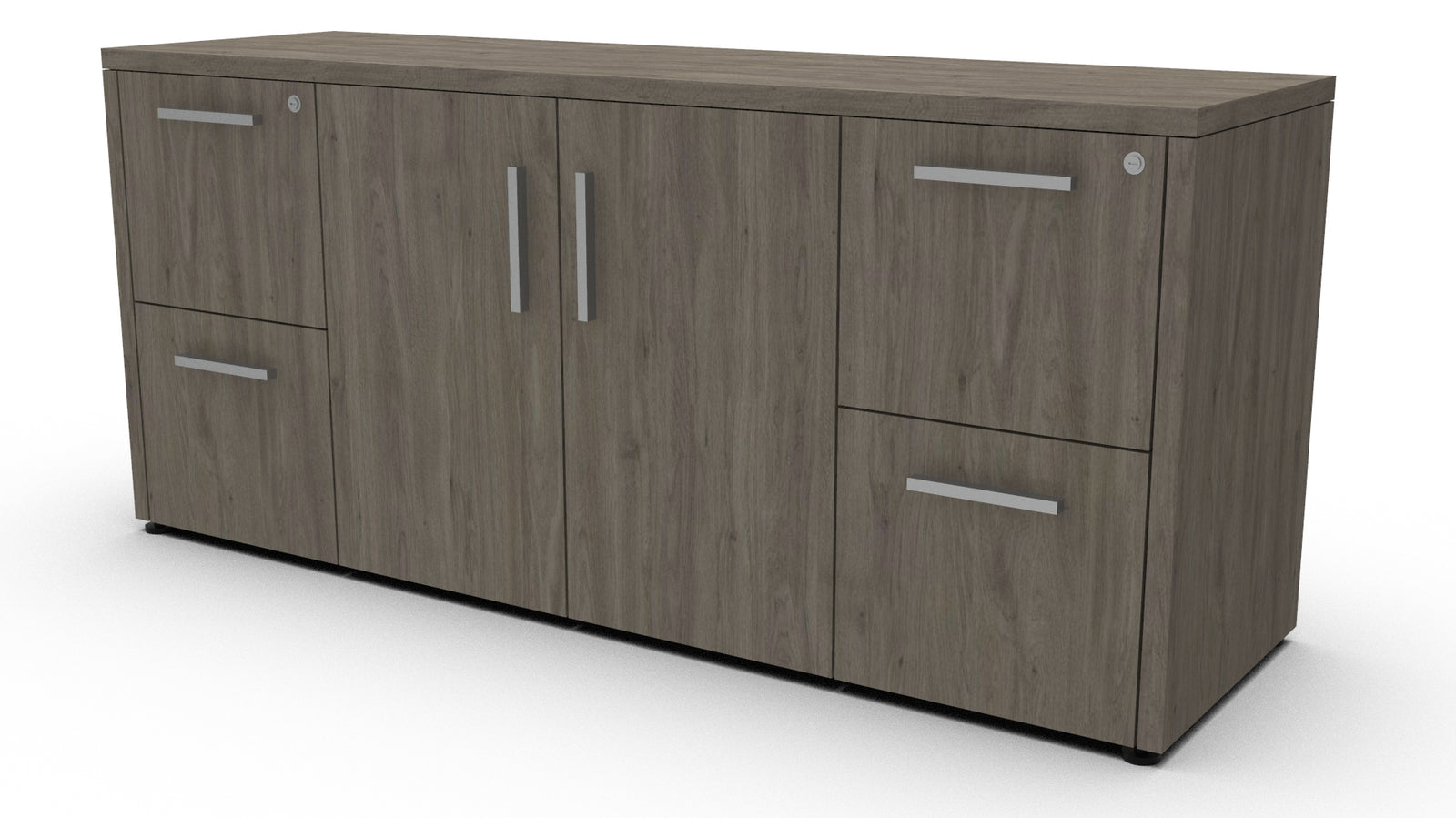 Credenza con puertas abatibles y 4 cajones archivo