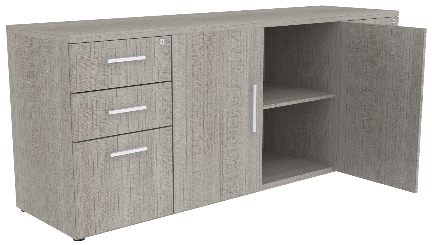 CREDENZA CON PUERTAS ABATIBLES Y DOBLE PEDESTAL - OffiMobile