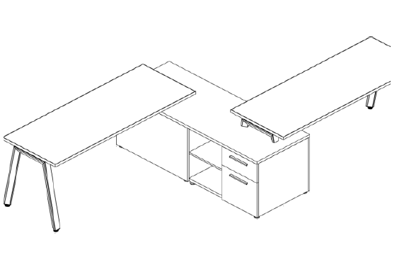 TECH ALPHA SILVER O ALPHA WHITE OPERATIVO CON CREDENZA BAJA LATERAL COMPARTIDA - OffiMobile