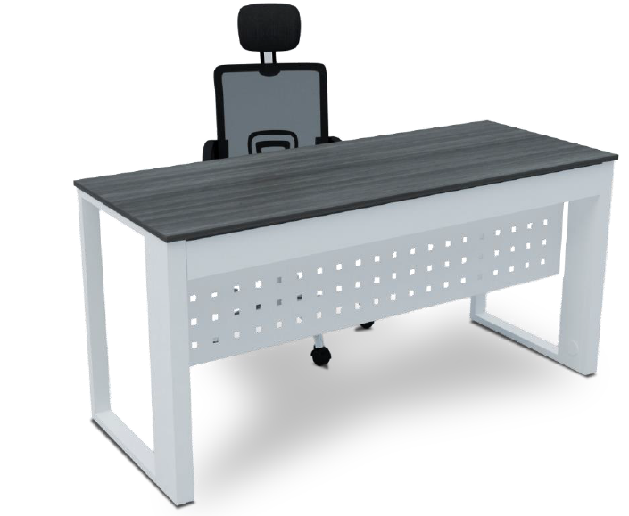 Mesa de trabajo Aris metálica gris con cubierta melamina oscura