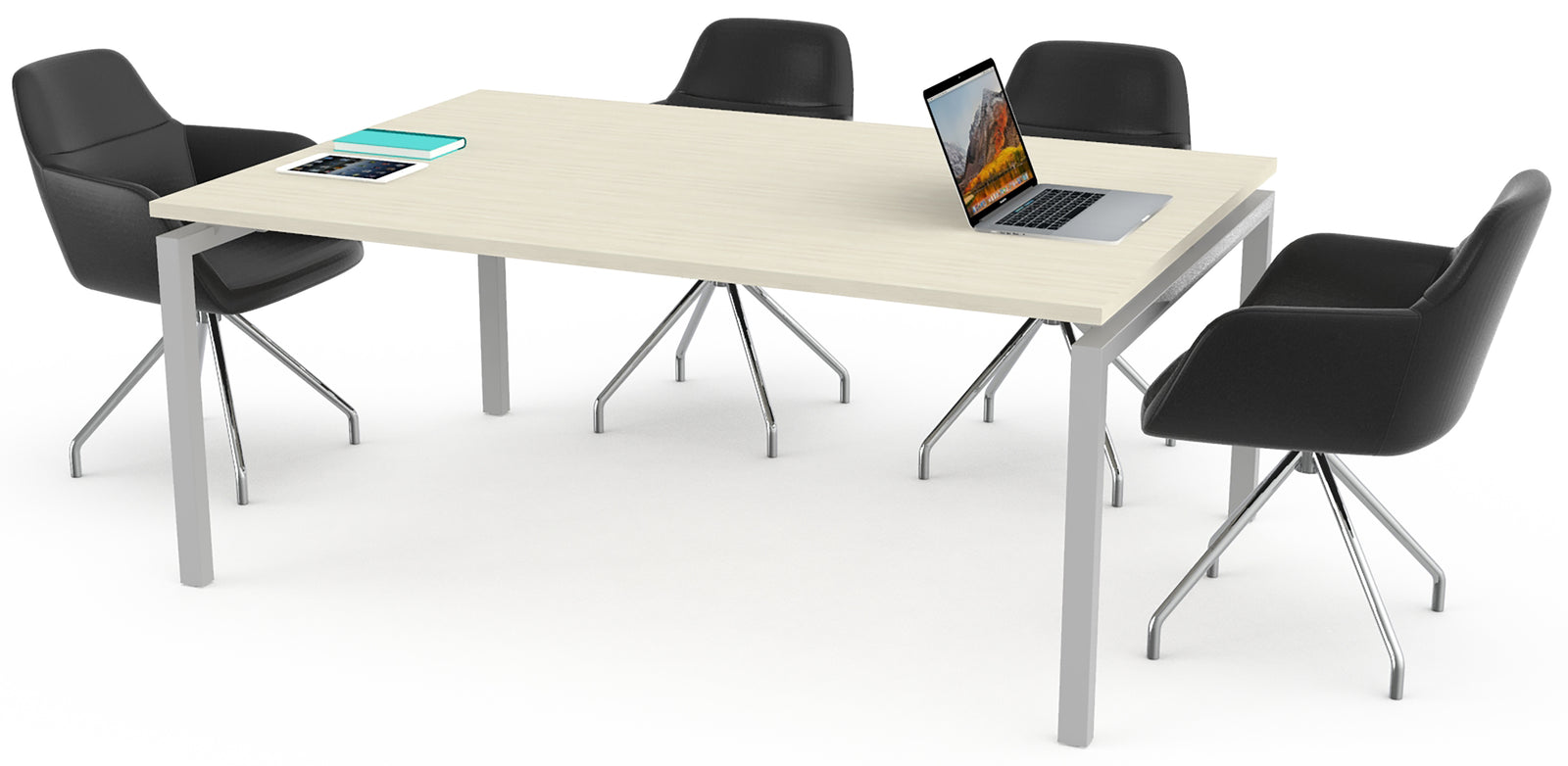 Sala de juntas para oficina MS White / Silver S de Offimobile con mesa rectangular y sillas ejecutivas