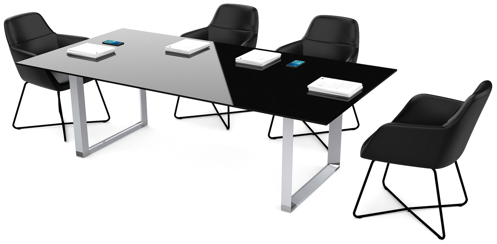 Mesa de Juntas SQ ALUM CRISTAL TEMPLADO - OffiMobile