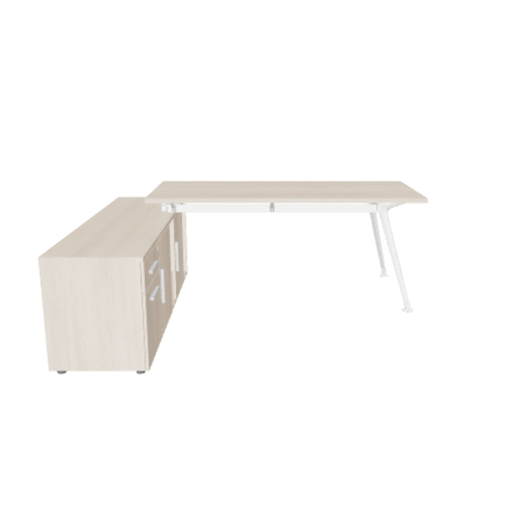 Escritorio Z Chrome Con Credenza Lateral