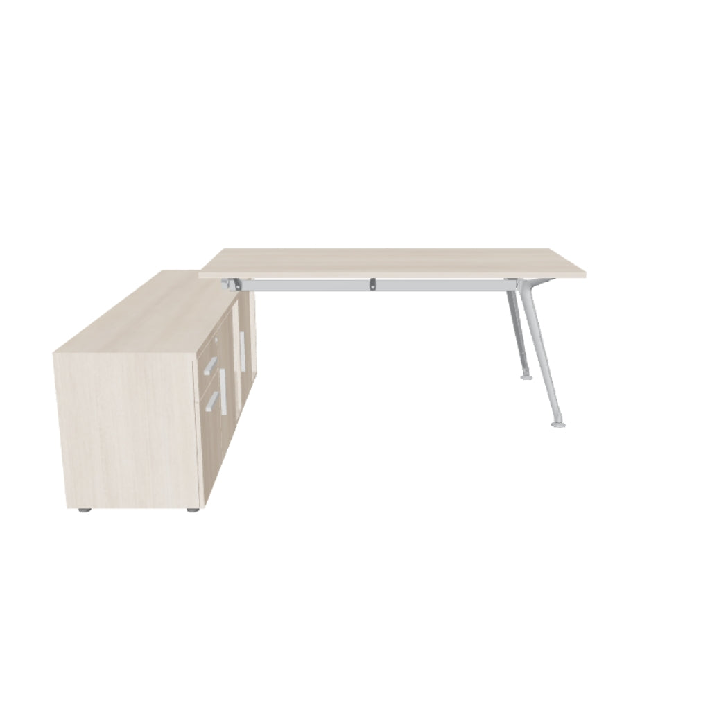 Escritorio Z Chrome Con Credenza Lateral