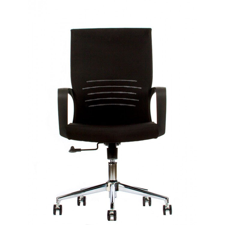 Silla operativa Active Black con respaldo negro y base cromada de 5 puntas