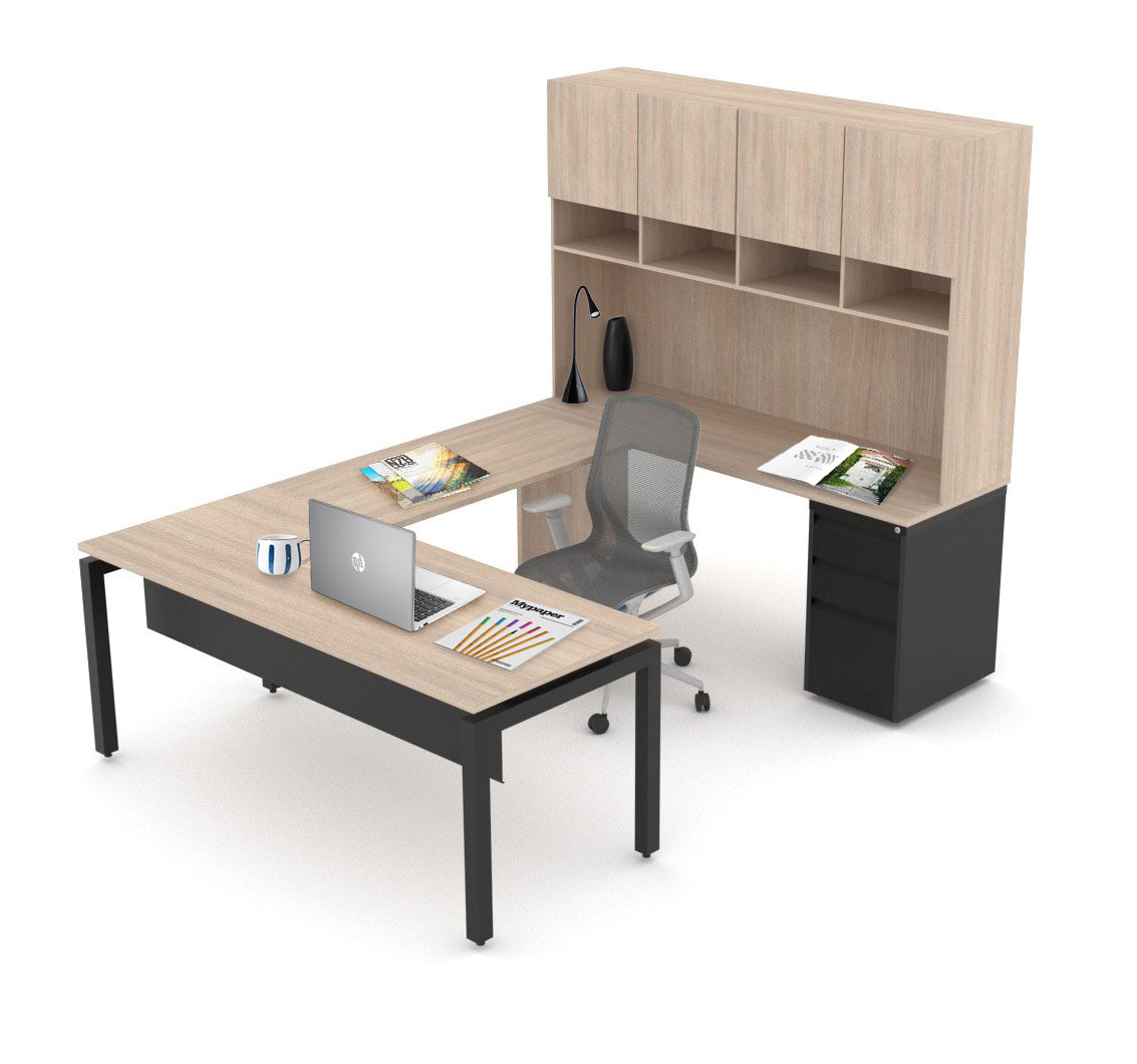 Escritorio Ejecutivo Omega En Herradura con Credenza Alta