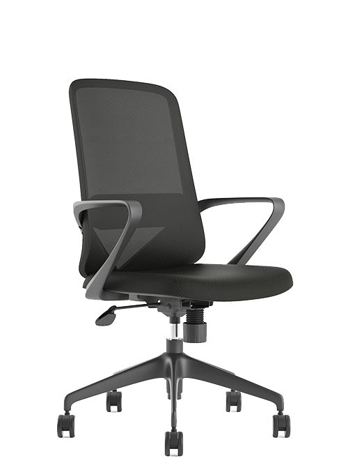 Silla ejecutiva Fly Black ergonómica con base de 5 puntas en nylon negro