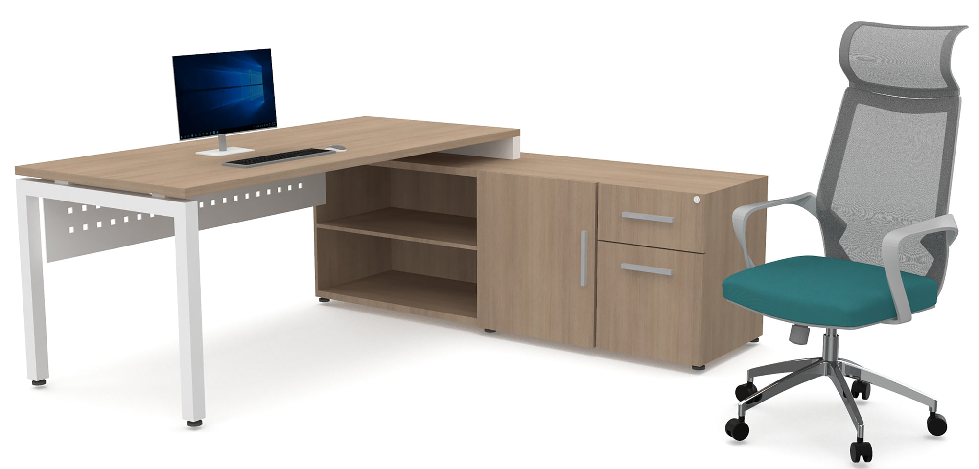 Escritorio Ejecutivo Omega con credenza lateral - OffiMobile