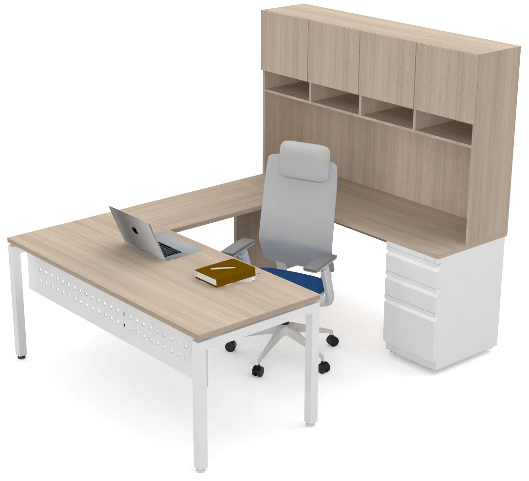 Escritorio Ejecutivo Omega En Herradura con Credenza Alta