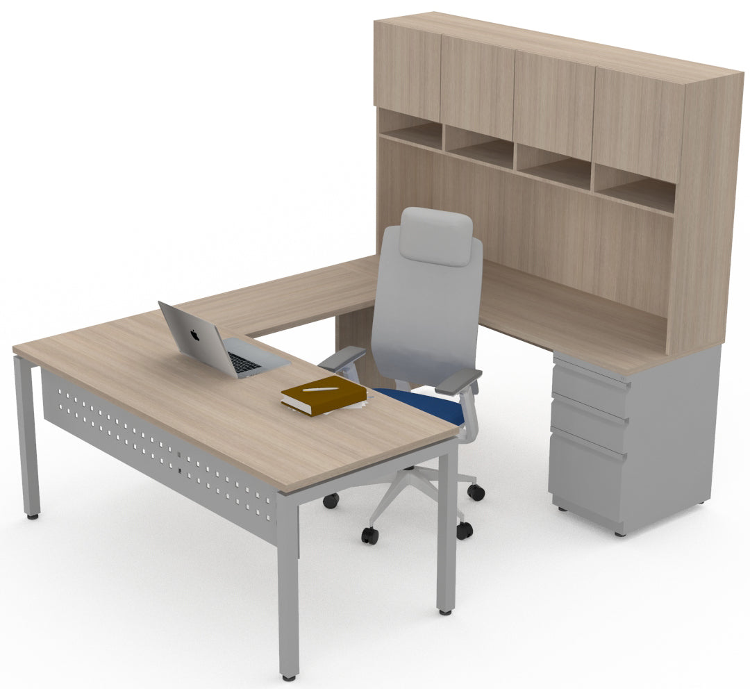 Escritorio Ejecutivo Omega En Herradura con Credenza Alta
