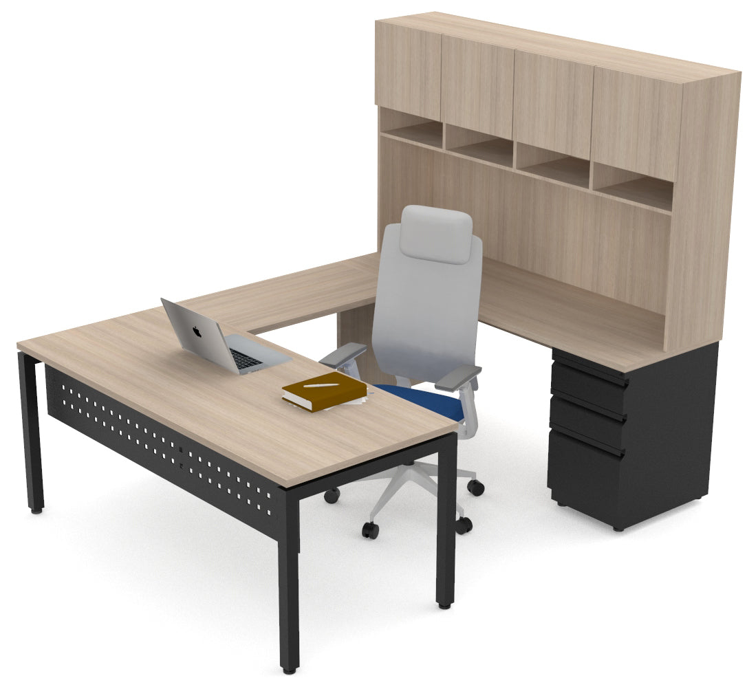 Escritorio Ejecutivo Omega En Herradura con Credenza Alta