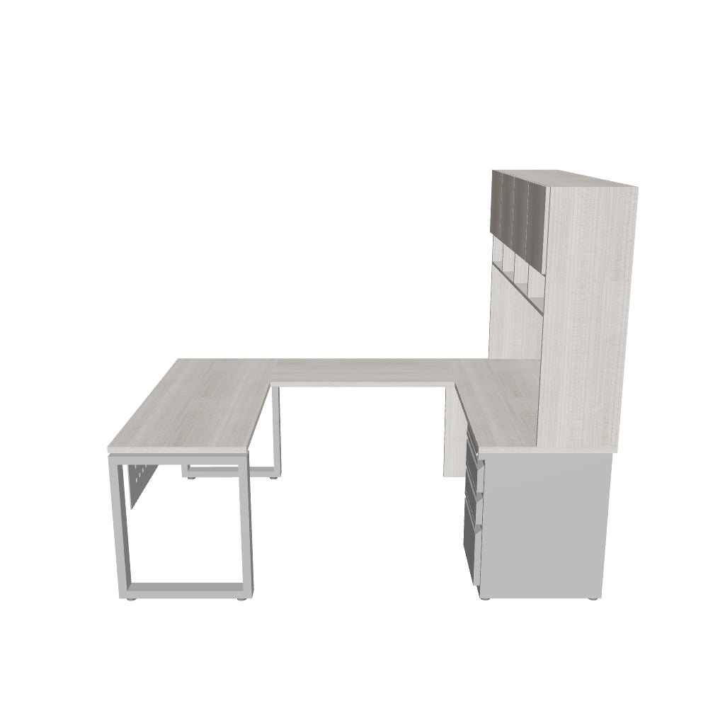 Escritorio Quattro En Herradura con Credenza Alta - OffiMobile