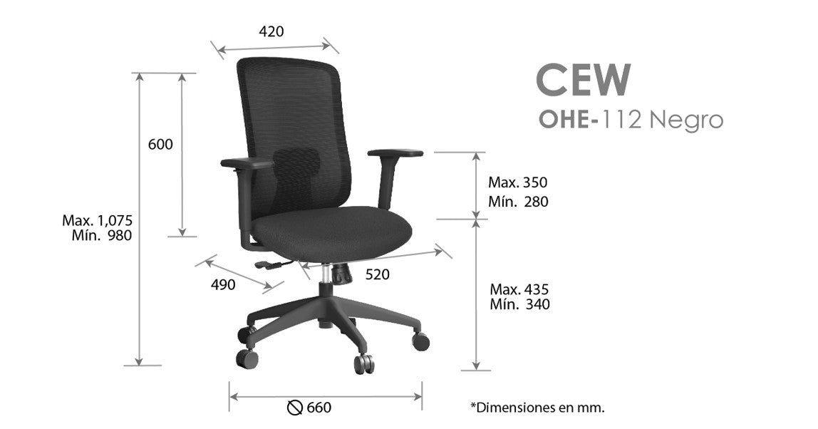Silla Ejecutiva Crew OHE-112 Negro