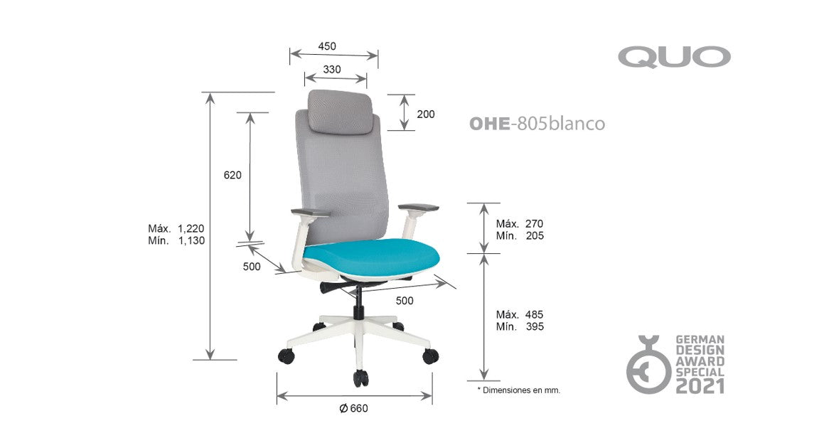Silla Ejecutiva Quo OHE-803 Blanco