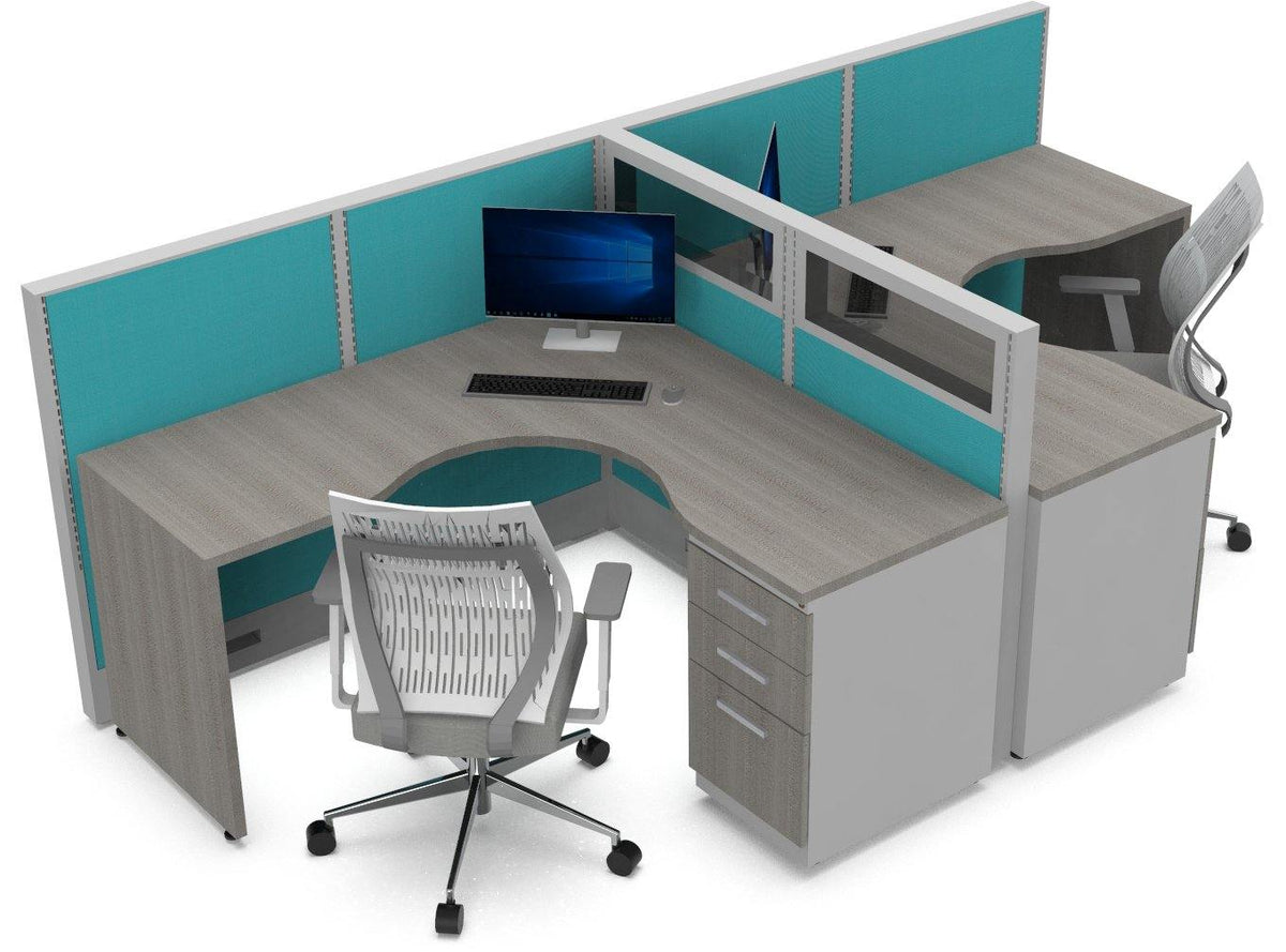 Estacion de Trabajo Estabilus T5 c Archivero tipo T Cristal - OffiMobile