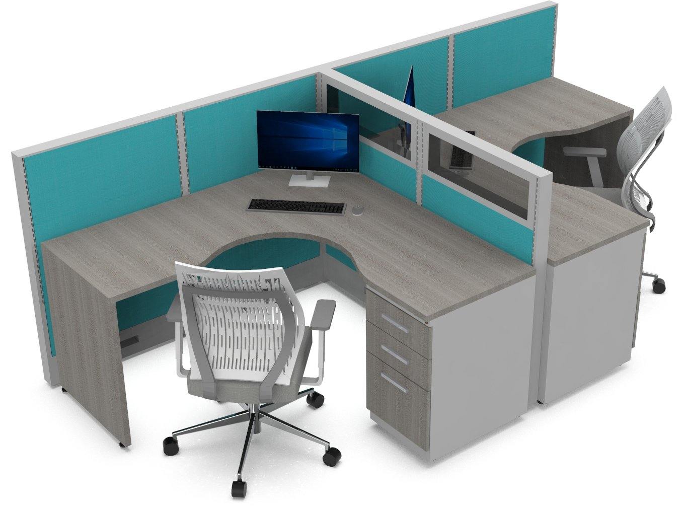 Estacion de Trabajo Estabilus T5 c Archivero tipo T Cristal - OffiMobile