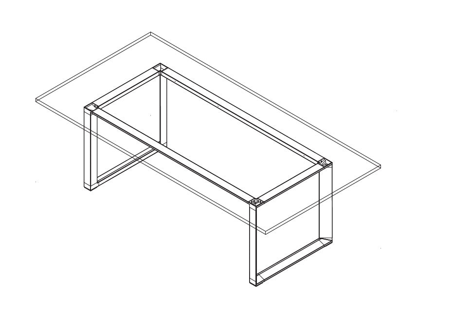 Mesa de Juntas SQ ALUM CRISTAL TEMPLADO - OffiMobile