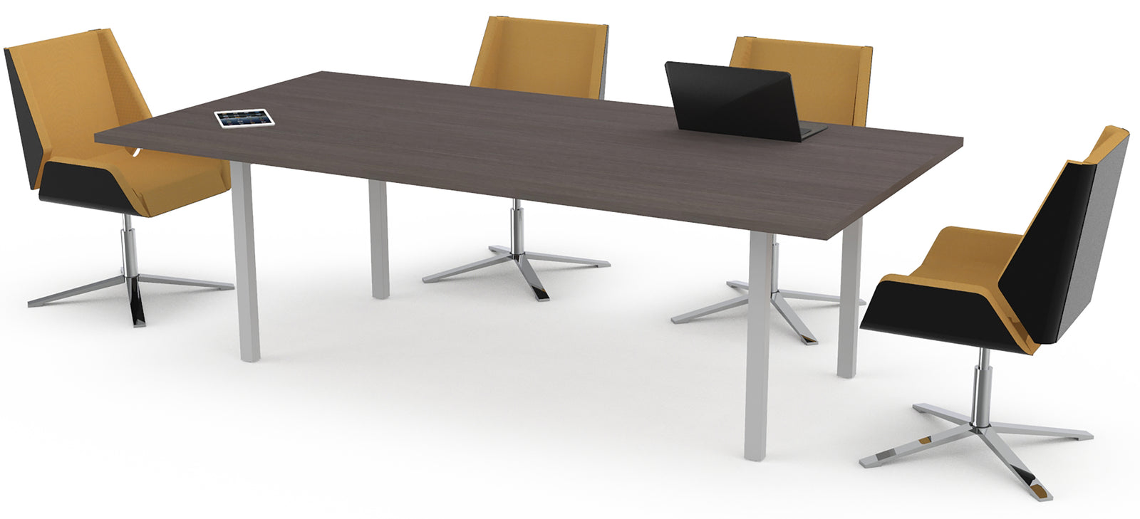 Mesa de juntas para oficina MS White/Silver con base metálica gris