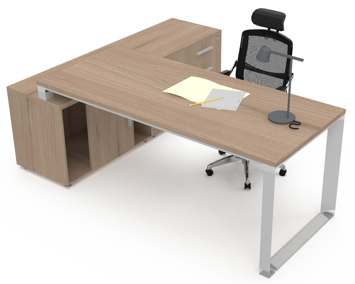 Escritorio Ejecutivo SQ Alum Credenza Lateral - OffiMobile