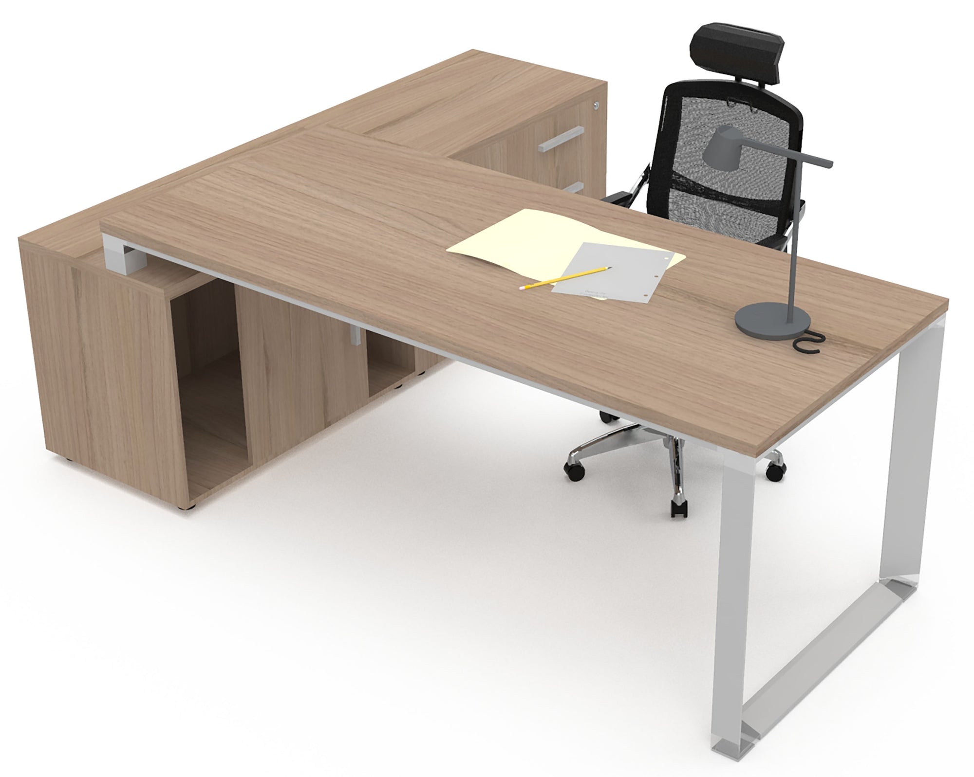Escritorio Ejecutivo SQ Alum Credenza Lateral - OffiMobile