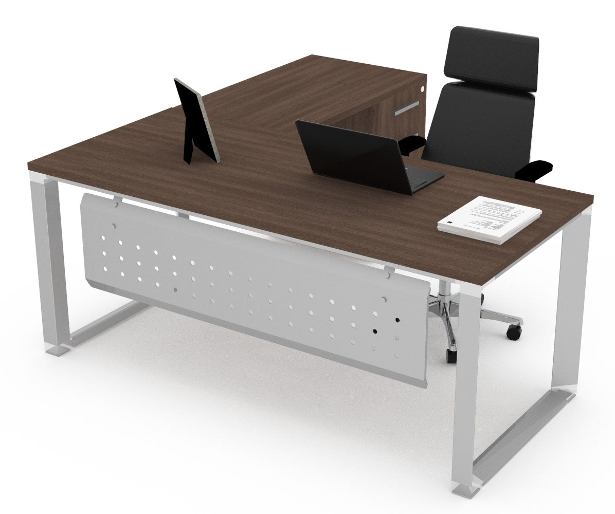 Escritorio Semi Ejecutivo SQ White/Silver/Black - OffiMobile