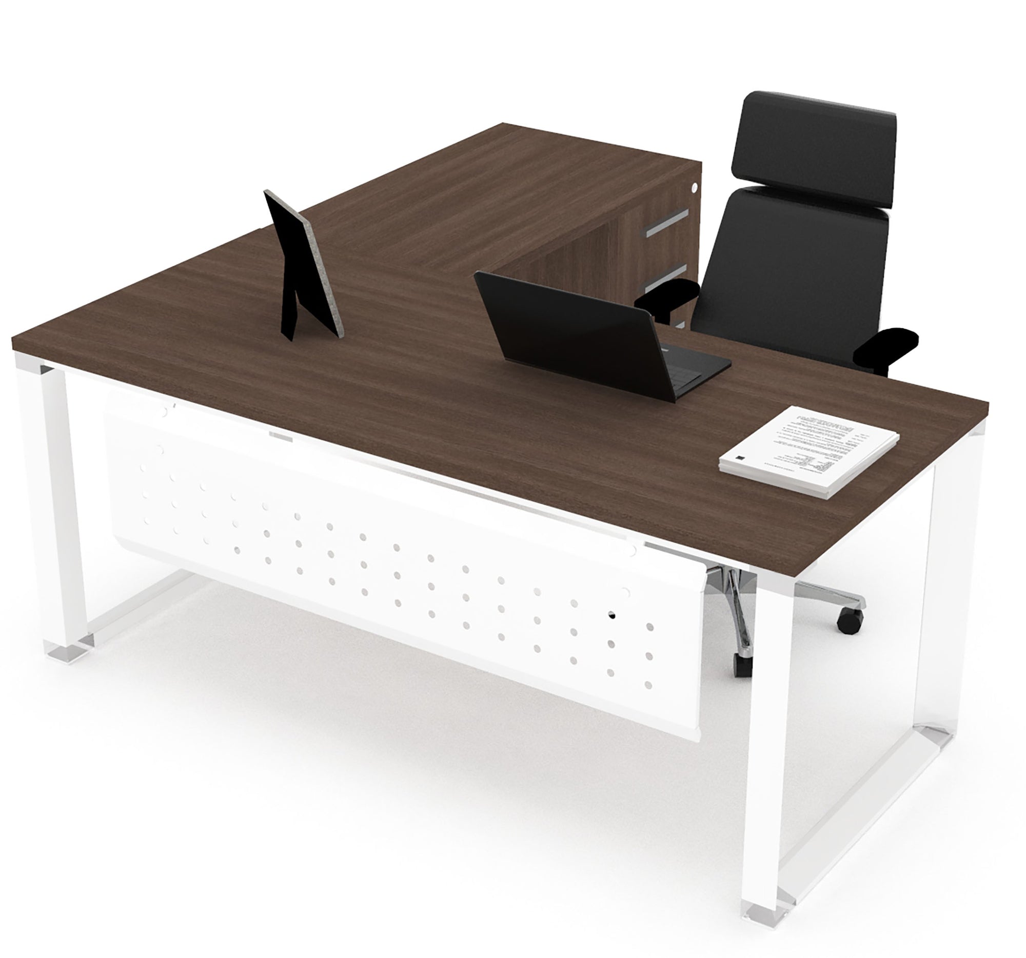 Escritorio Semi Ejecutivo SQ White/Silver/Black - OffiMobile
