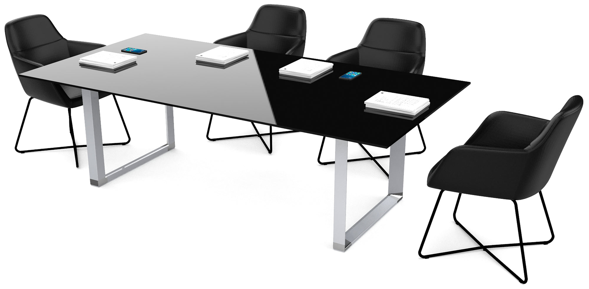 Mesa de Juntas SQ ALUM CRISTAL TEMPLADO - OffiMobile