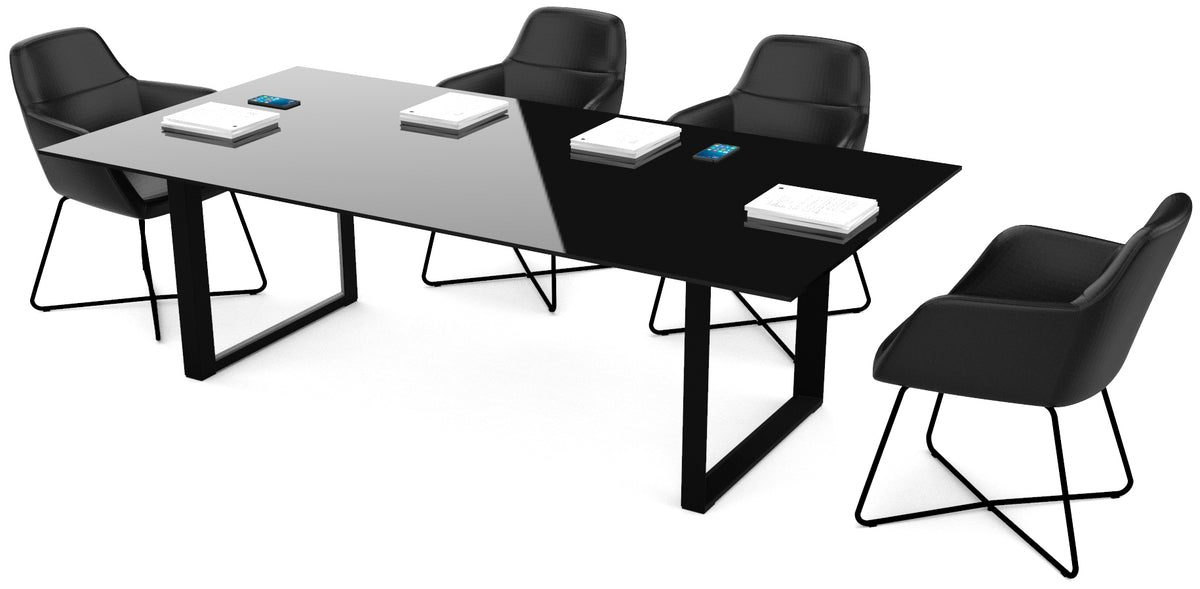 Mesa de Juntas SQ White/Silver/Black Cristal Templado - OffiMobile