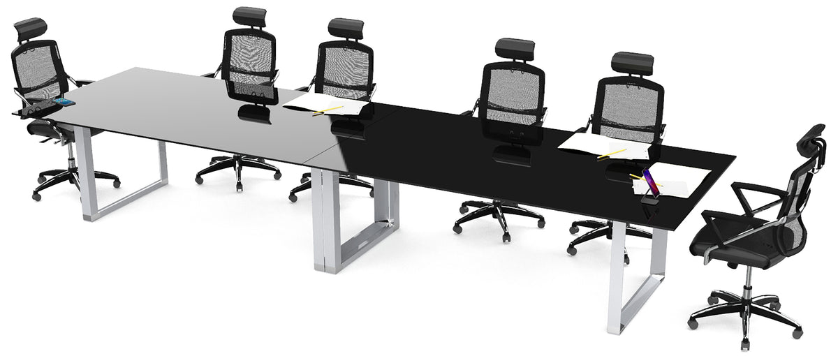 Mesa de Juntas Consejo SQ Alum Cristal Templado - OffiMobile