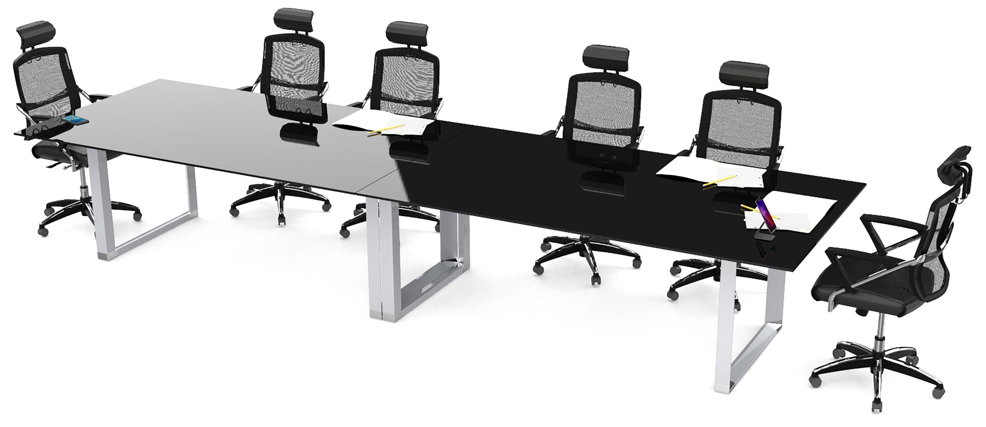 Mesa de Juntas Consejo SQ Alum Cristal Templado - OffiMobile