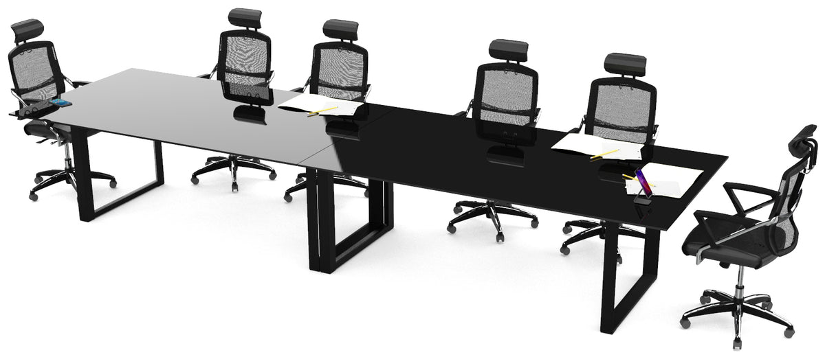 Mesa sala de Juntas Consejo SQ White/Silver/Black CRISTAL TEMPLADO - OffiMobile