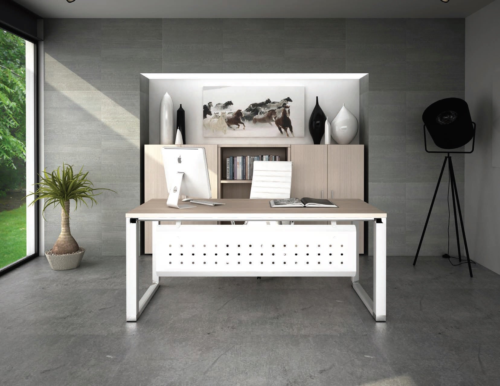 Escritorio Ejecutivo SQ White/Silver/Black - OffiMobile