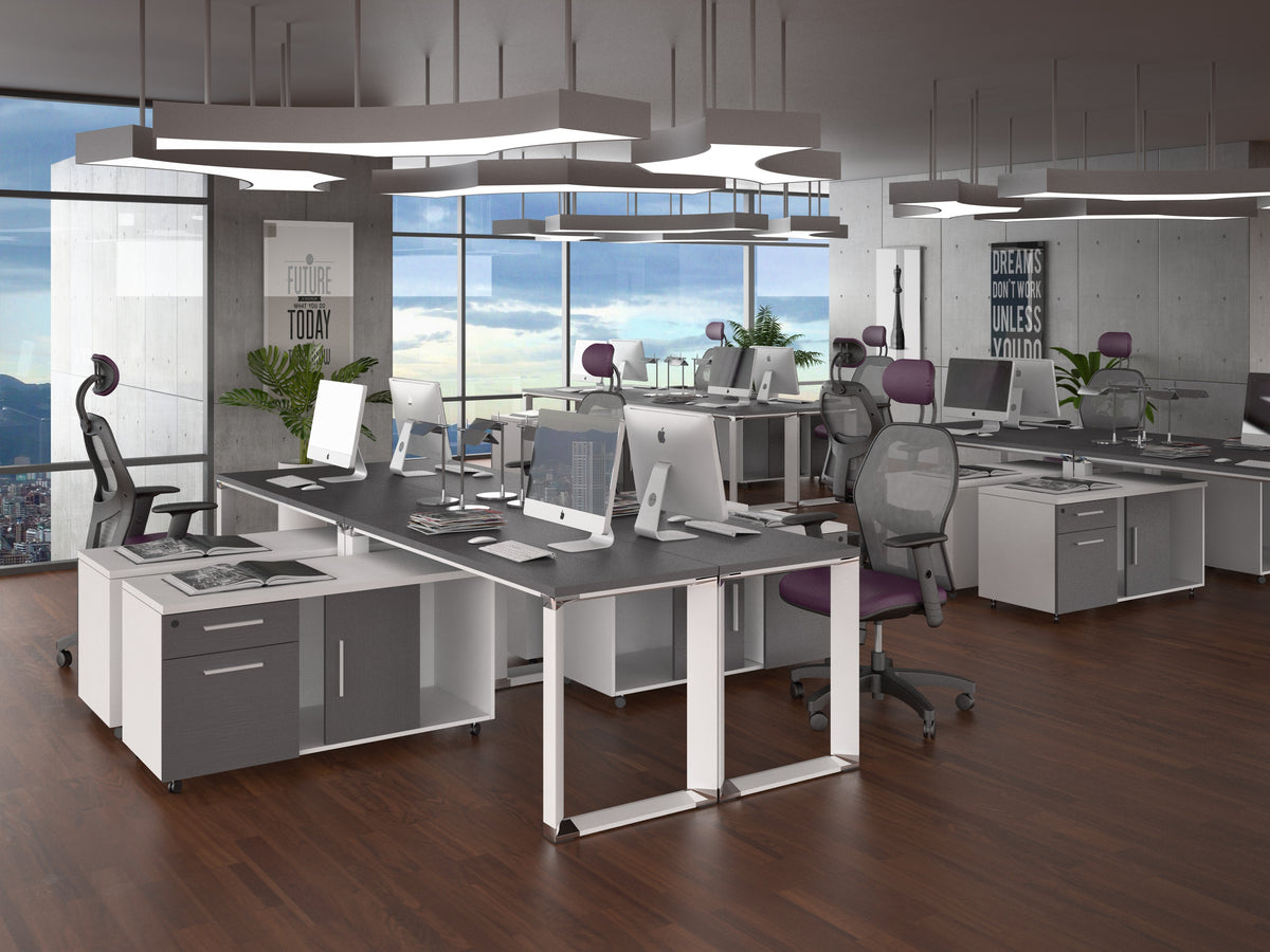 Escritorio Operativo TECH SQ White/Silver/Black - OffiMobile