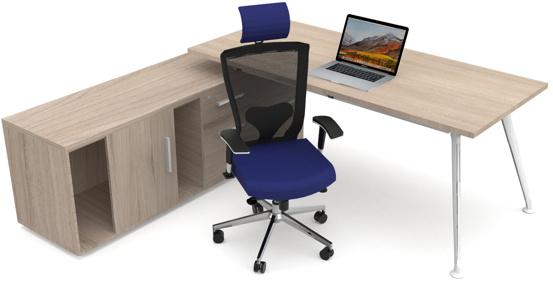Escritorio Z Chrome Con Credenza Baja - OffiMobile