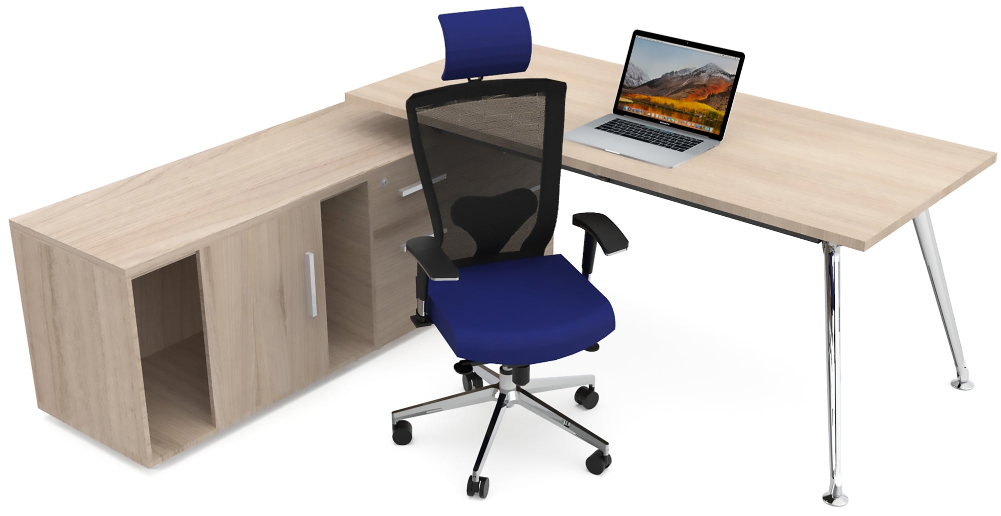 Escritorio Z Chrome Con Credenza Baja - OffiMobile