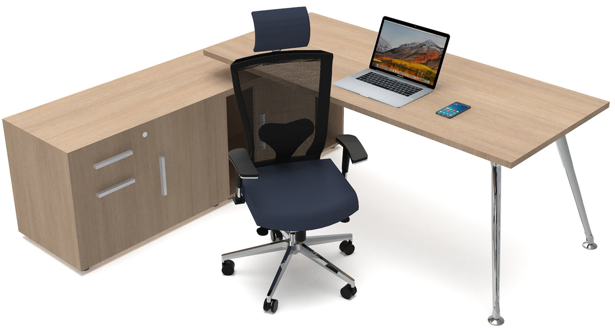 Escritorio Z Chrome Con Credenza Baja - OffiMobile