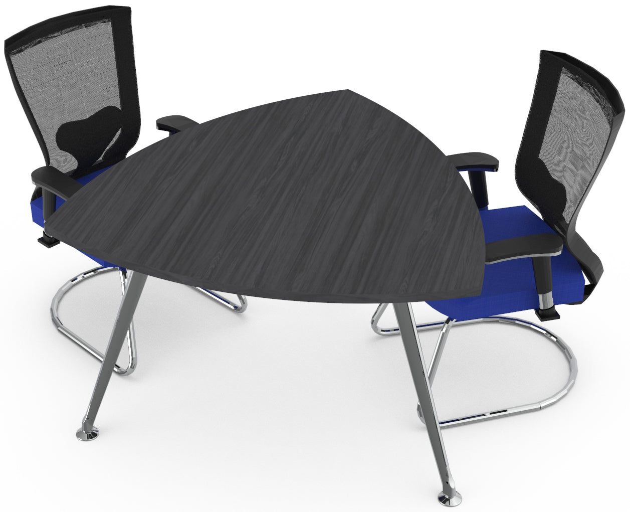 Mesa de juntas para oficina Z Chrome triangular Offimobile con base cromada en sala corporativa moderna