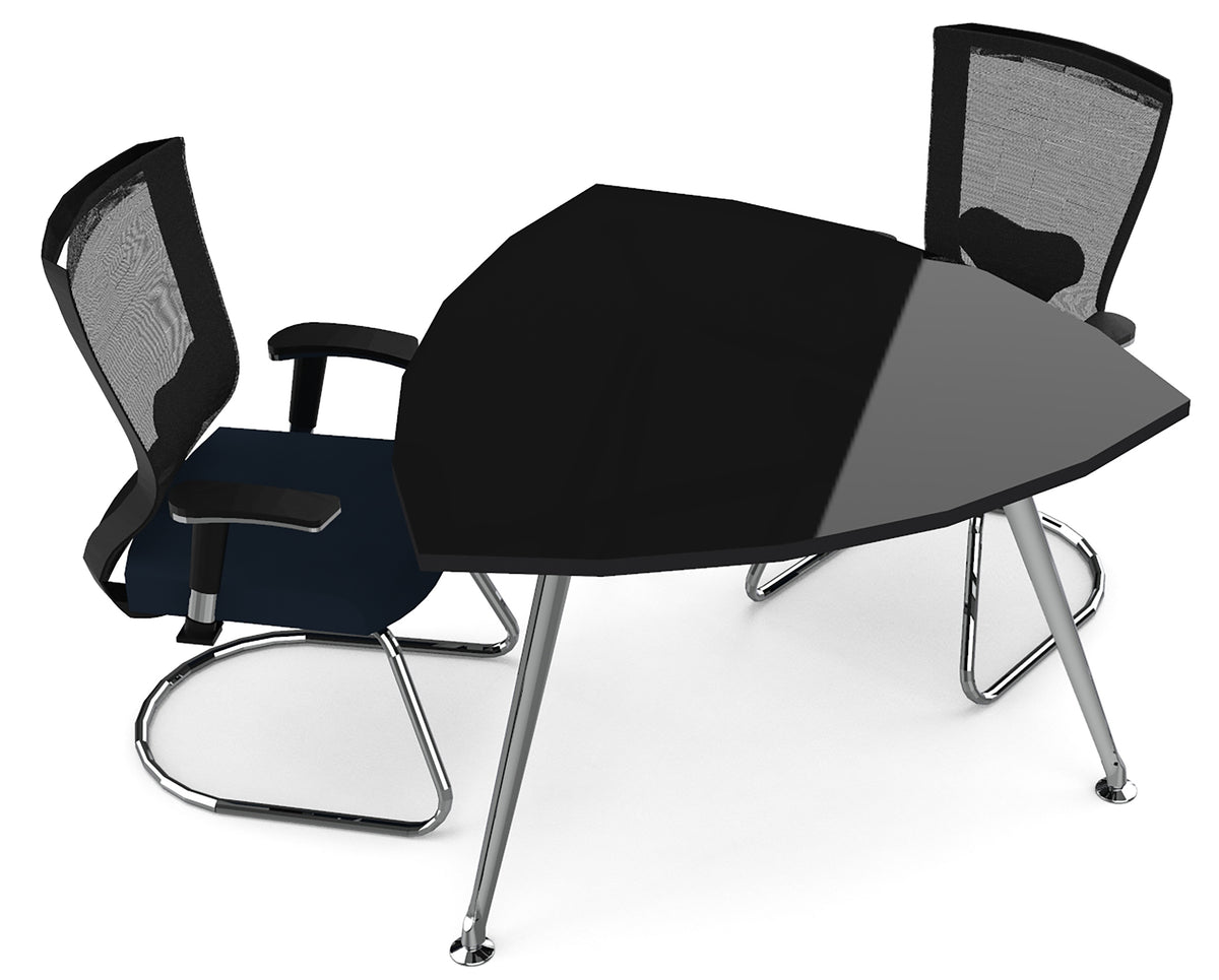 Mesa de juntas Z Chrome Triangular Cristal Templado - OffiMobile
