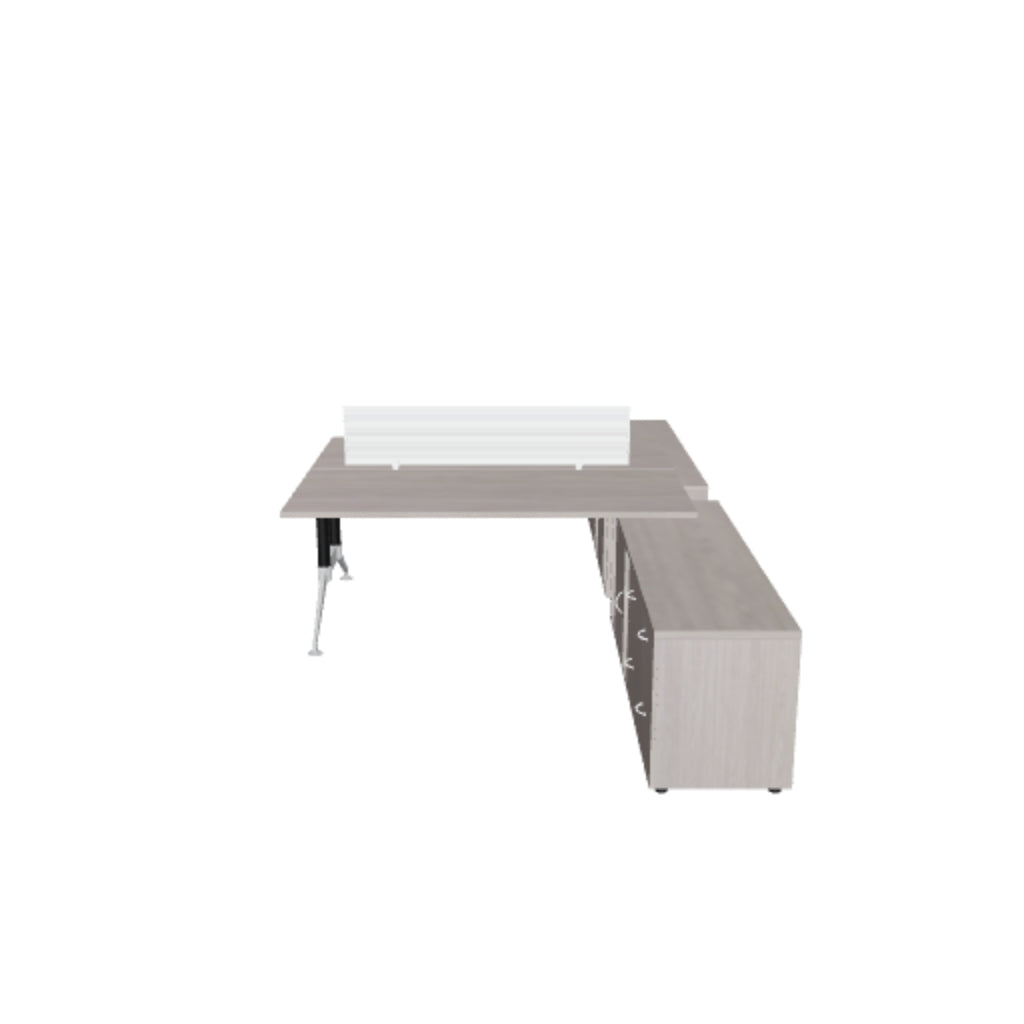 Escritorio Ejecutivo Tech black Chrome Credenza lateral Doble