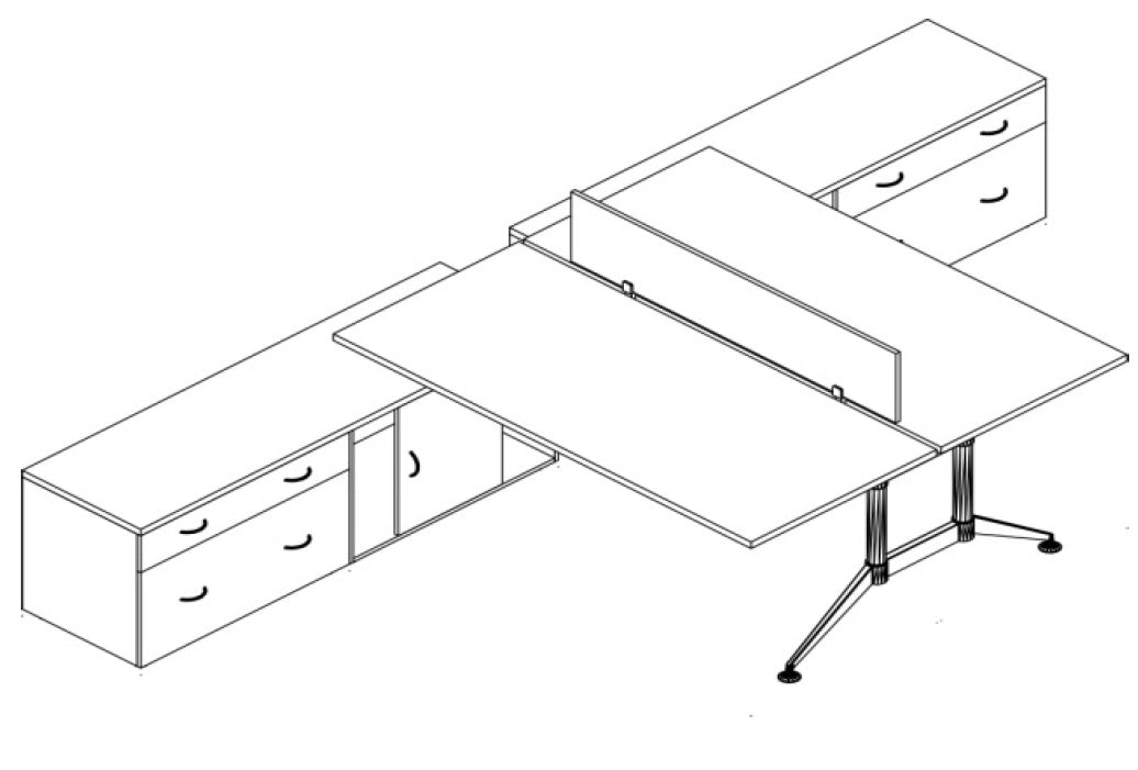 Tech black Chrome Credenza doble