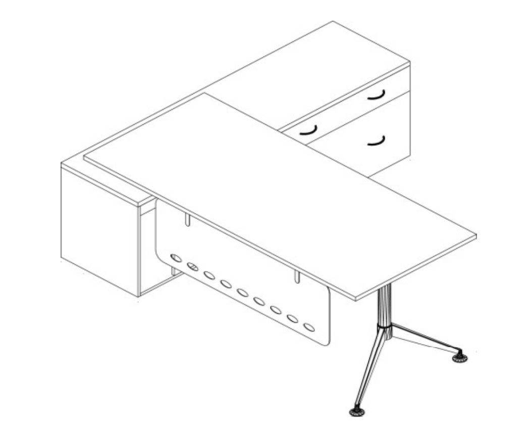Escritorio Ejecutivo Tech Black Con Credenza Lateral - OffiMobile