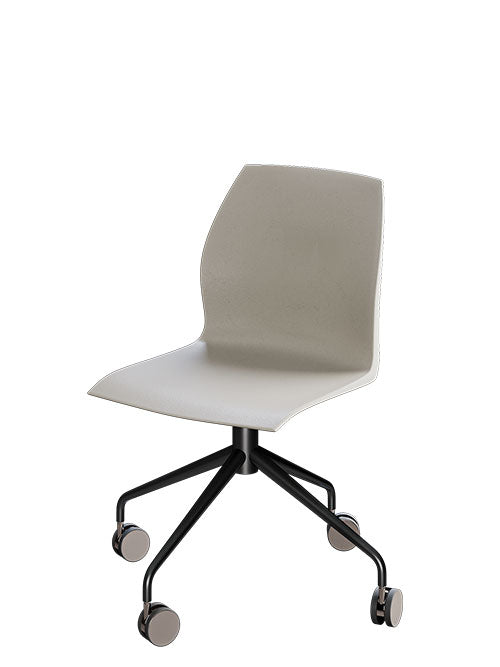 silla para oficina kalea con rodajas blanca vista de lado