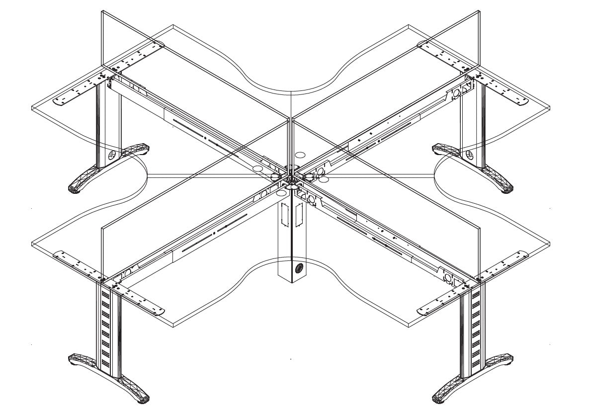 Mesa Multiusuario Permassa 4P - OffiMobile